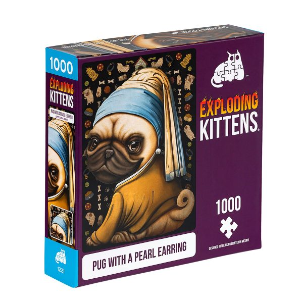 Puzle Exploding Kittens 1000 piezas: Pug with a Pearl Earring - Imagen 2