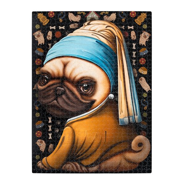 Puzle Exploding Kittens 1000 piezas: Pug with a Pearl Earring - Imagen 3